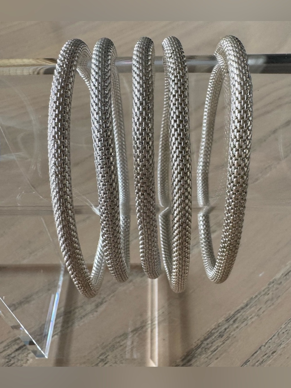 New York & Co. - Silver-Tone Woven Mesh Stackable Bangle Bracelets -Set of 5